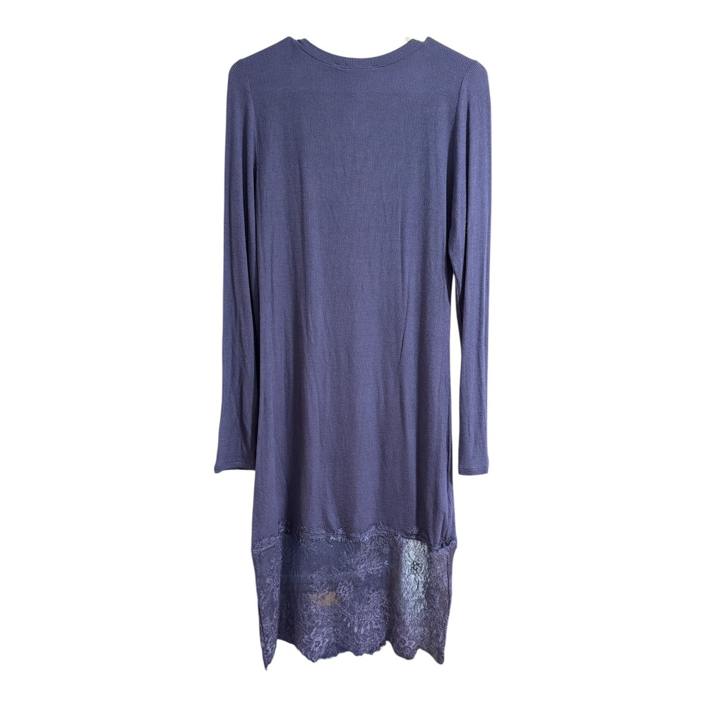BCBGMAXAZRIA Womens Blue Long Sleeve Scoop Neck Knit Dress with Lace Hem - Picture 7 of 7